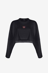 Crop Top manga larga Negro