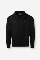 ST3-1100 - KNITTED BLACK POLO SWEATER