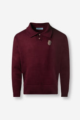 ST3-3003 - KNITTED RED WINE POLO SWEATER