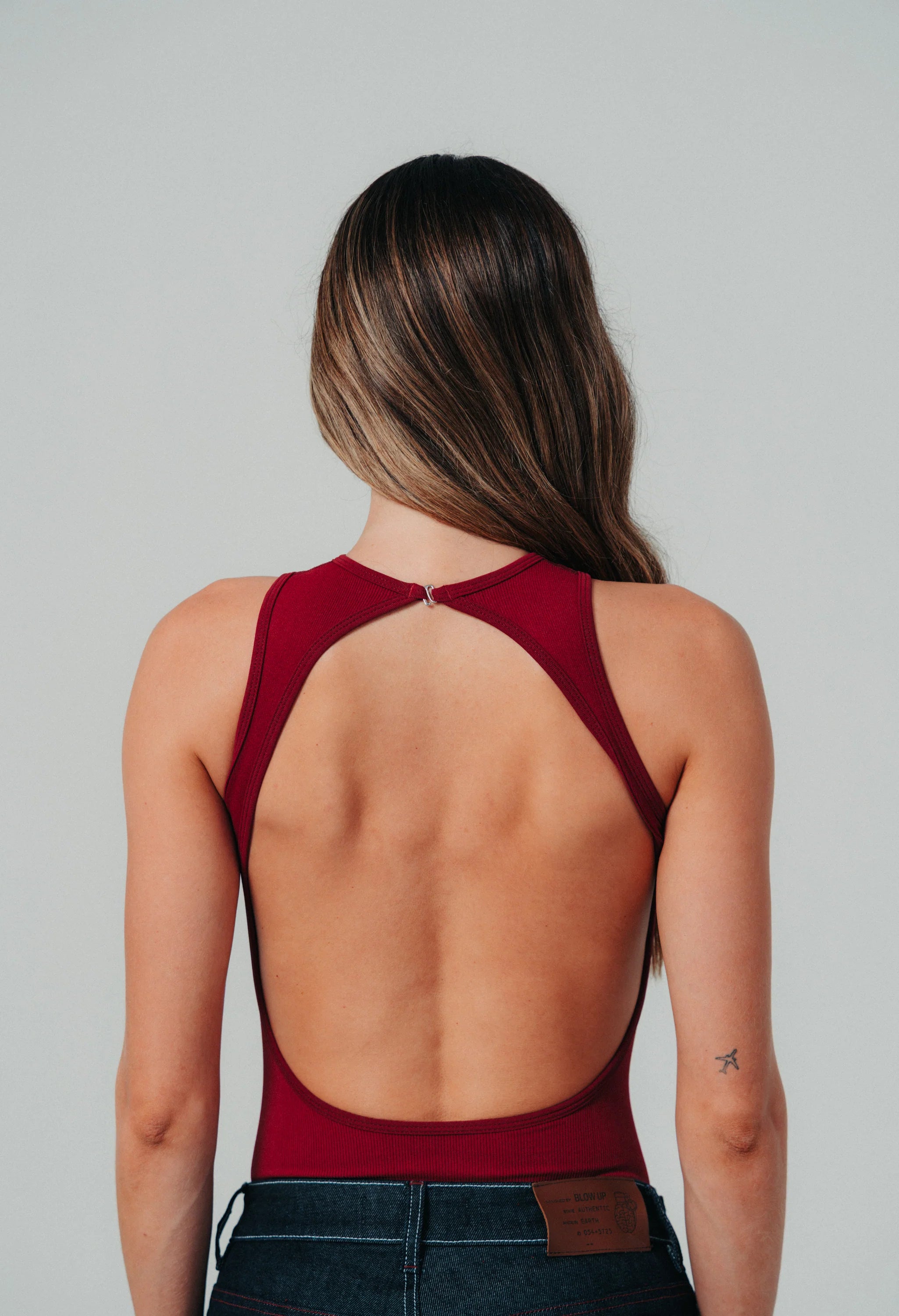 BD7-3003 - SLEEVELESS RED WINE BODYSUIT