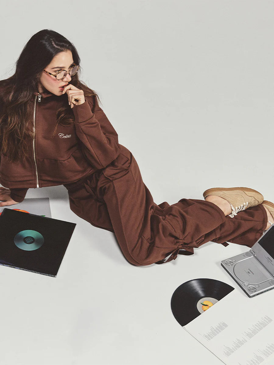CECOQPANTBROWN - CELEIT COQUETTE SWEATPANT BROWN