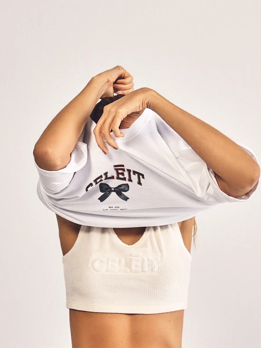 CEMBOSSCROPTOPIVORY - CELEIT EMBOSSING CROP TOP IVORY