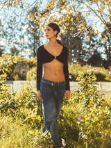 CRAGLANCROPBLACK - CELEIT RAGLAN CROP SLEEVE BLACK