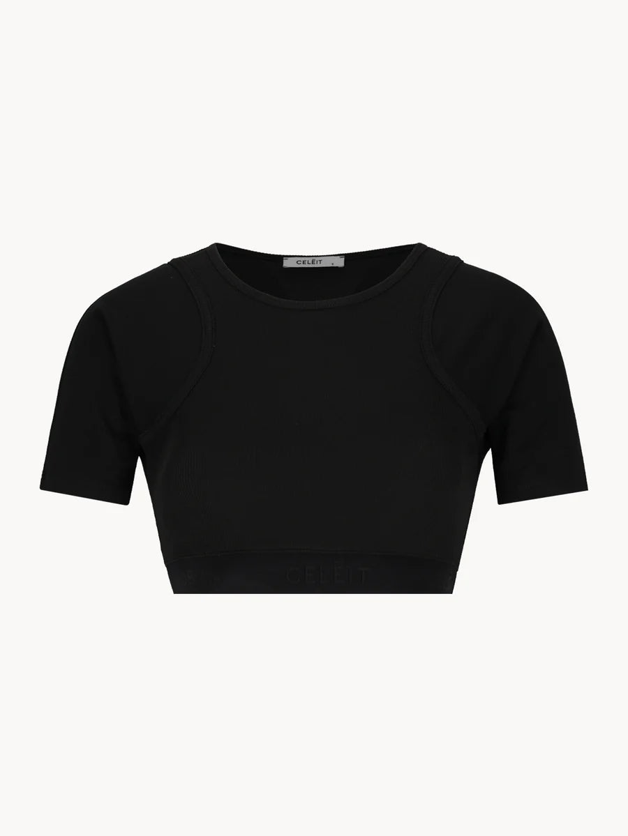 CELĒIT CROP TEE BLACK