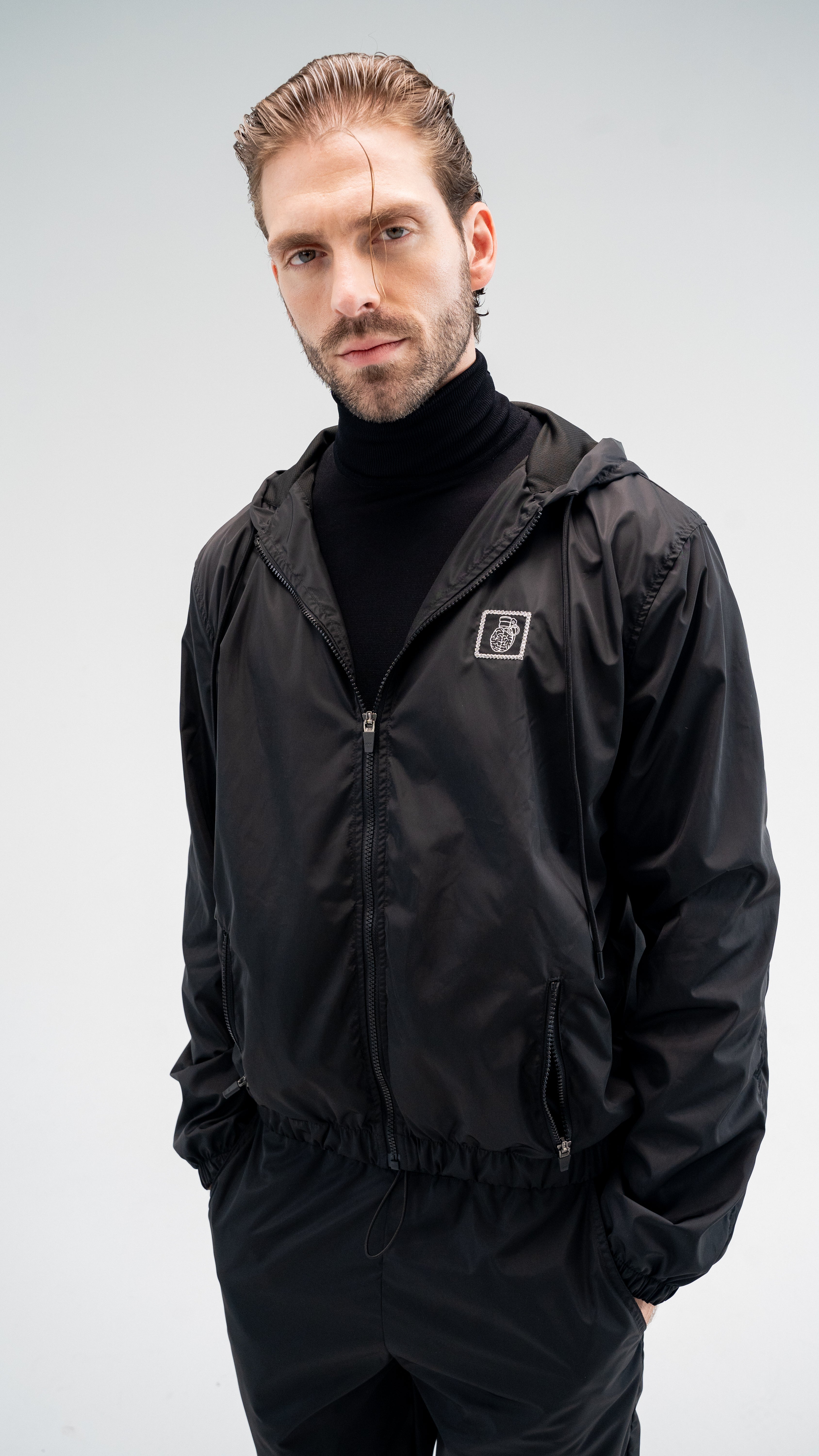CH11-1100 - BLACK WINDBREAKER JACKET
