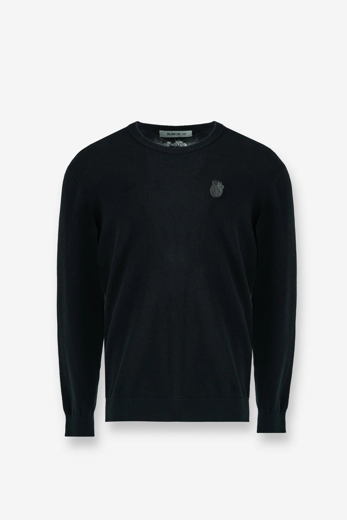ST2-1100 - BLACK KNITTED TEXTURE SWEATER