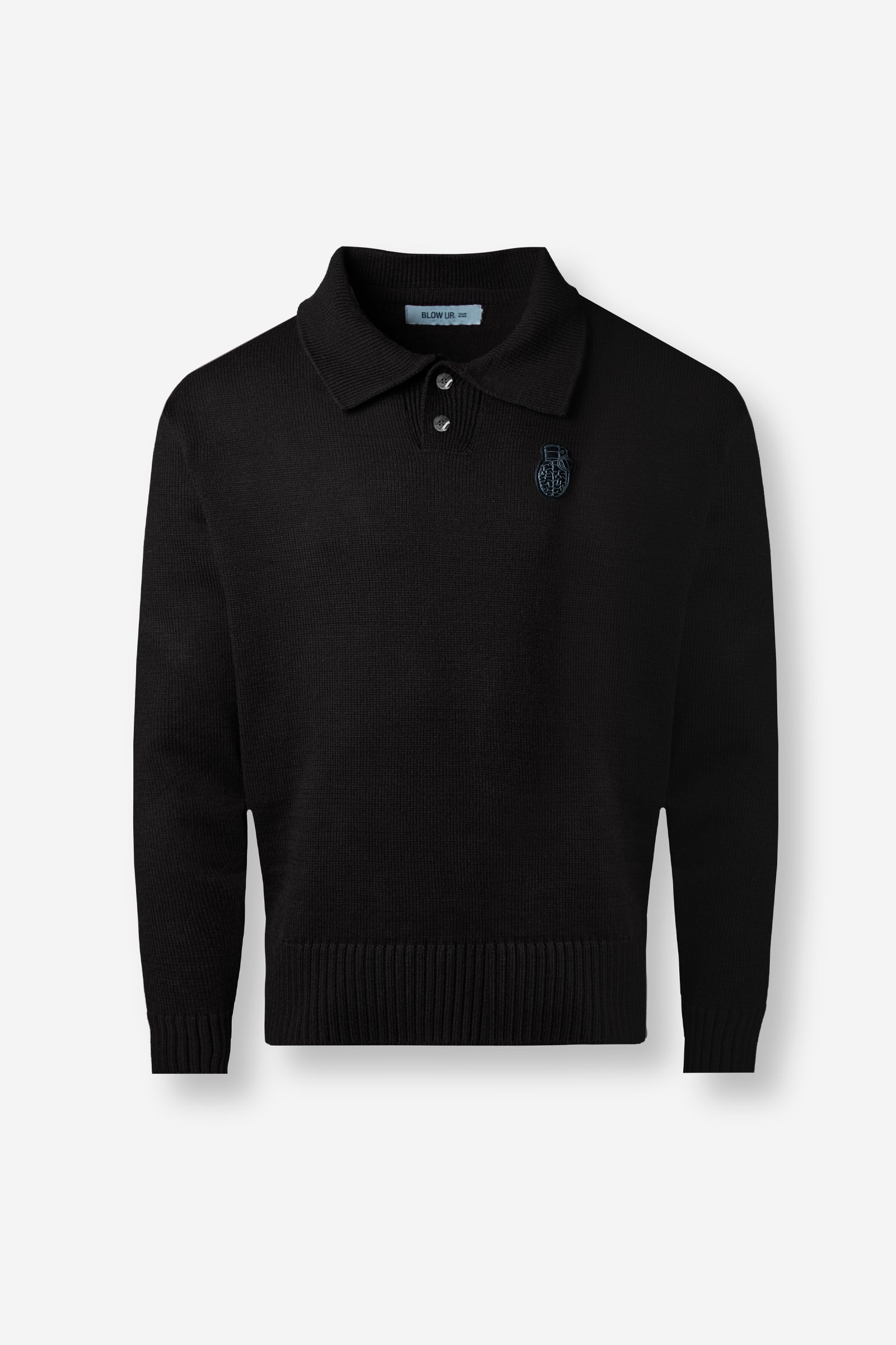 ST3-1100 - KNITTED BLACK POLO SWEATER