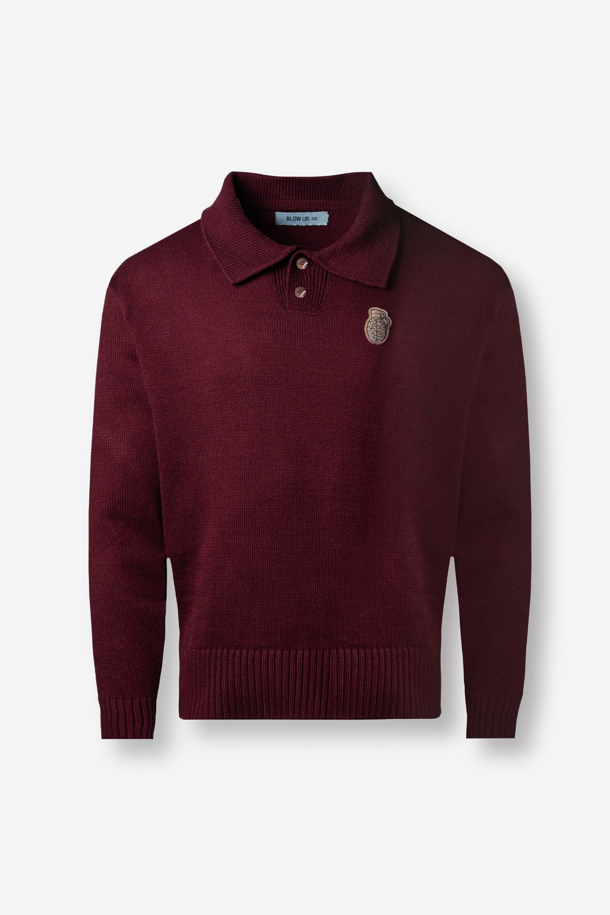 ST3-3003 - KNITTED RED WINE POLO SWEATER